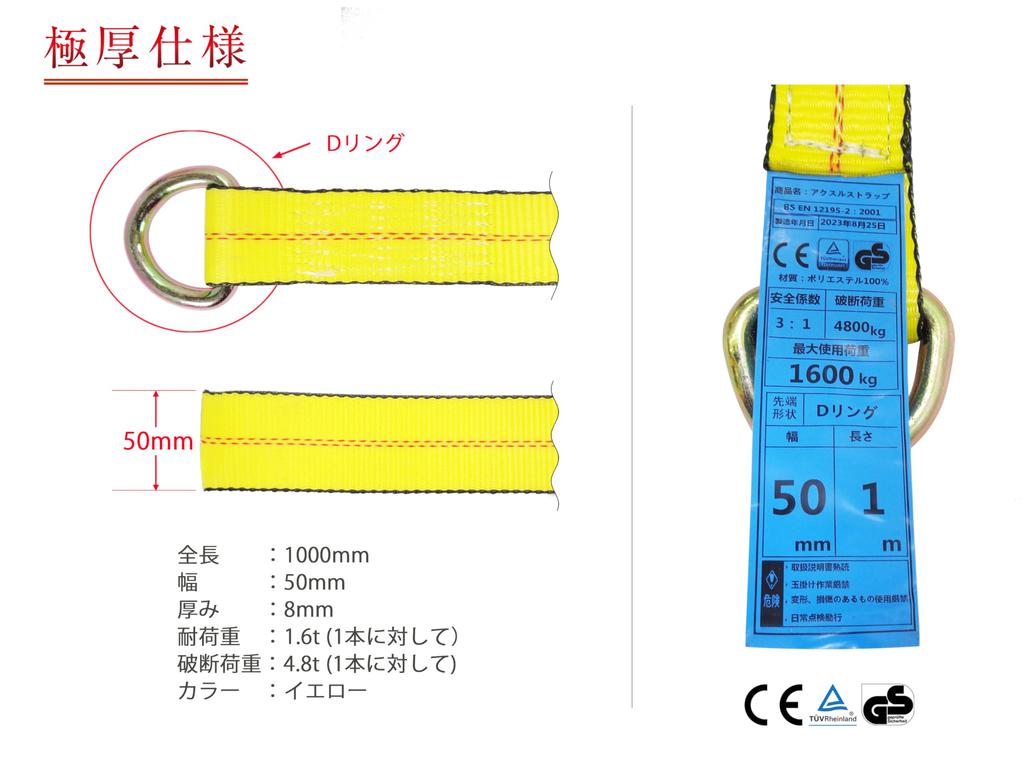 Axle Strap, D-Ring Strap, Belt Sling, Extra Thick, Professional Grade, Securing Belt, 1.6 Ton, Road Service, Towing Supplies