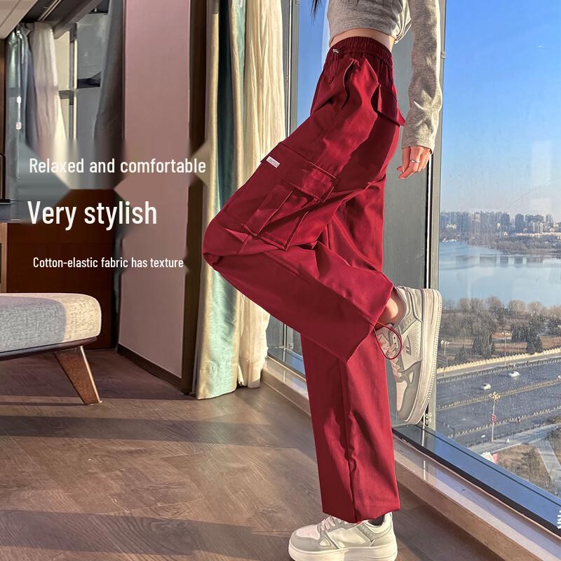 Women's American Retro High-Waist Two-Wear Wide-Leg Cargo Pants