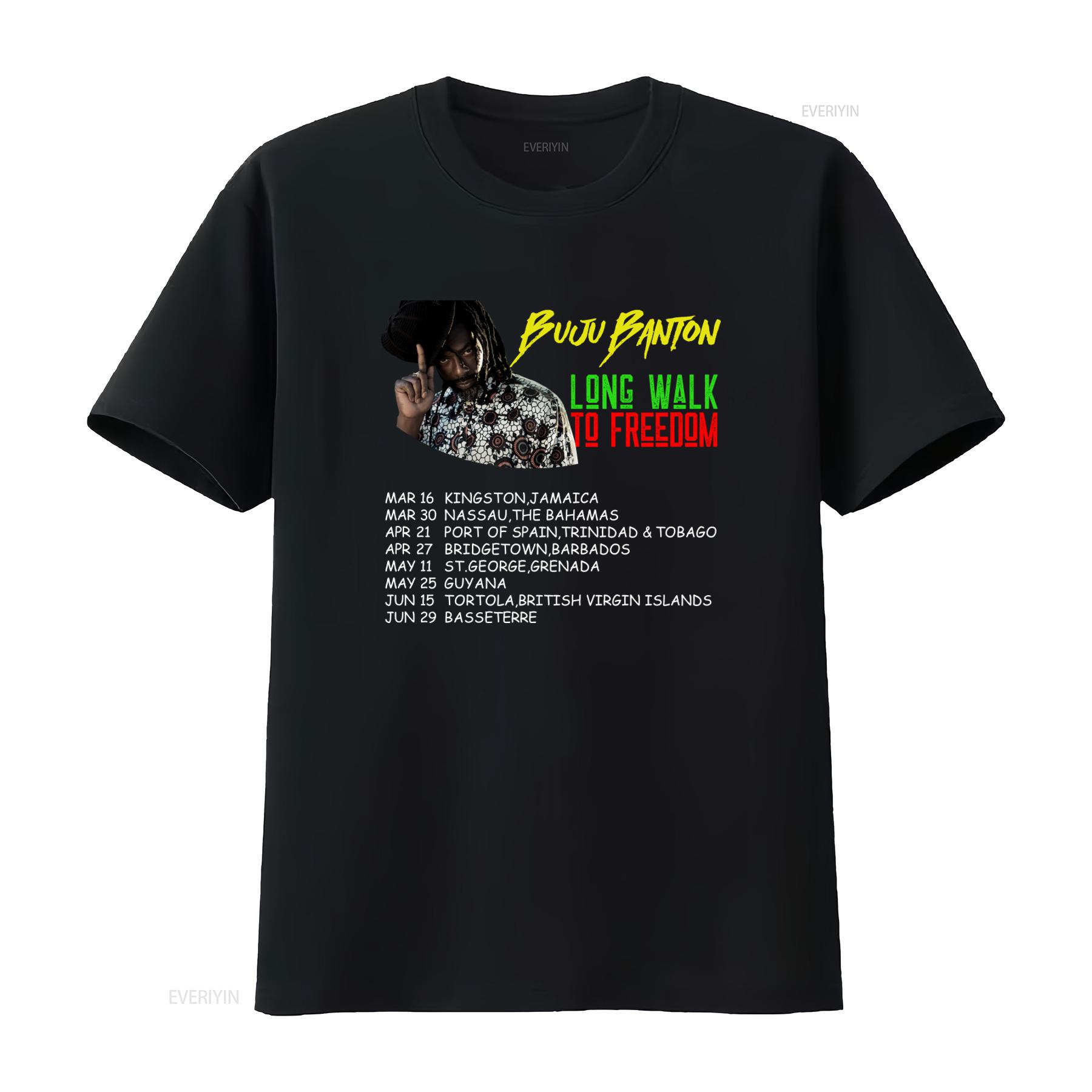 

Buju Banton Long Walk To Freedom Tour Reggae Music T shirt BKKB vintage Washed Unisex Stylish designer clothes Stretched 4XL