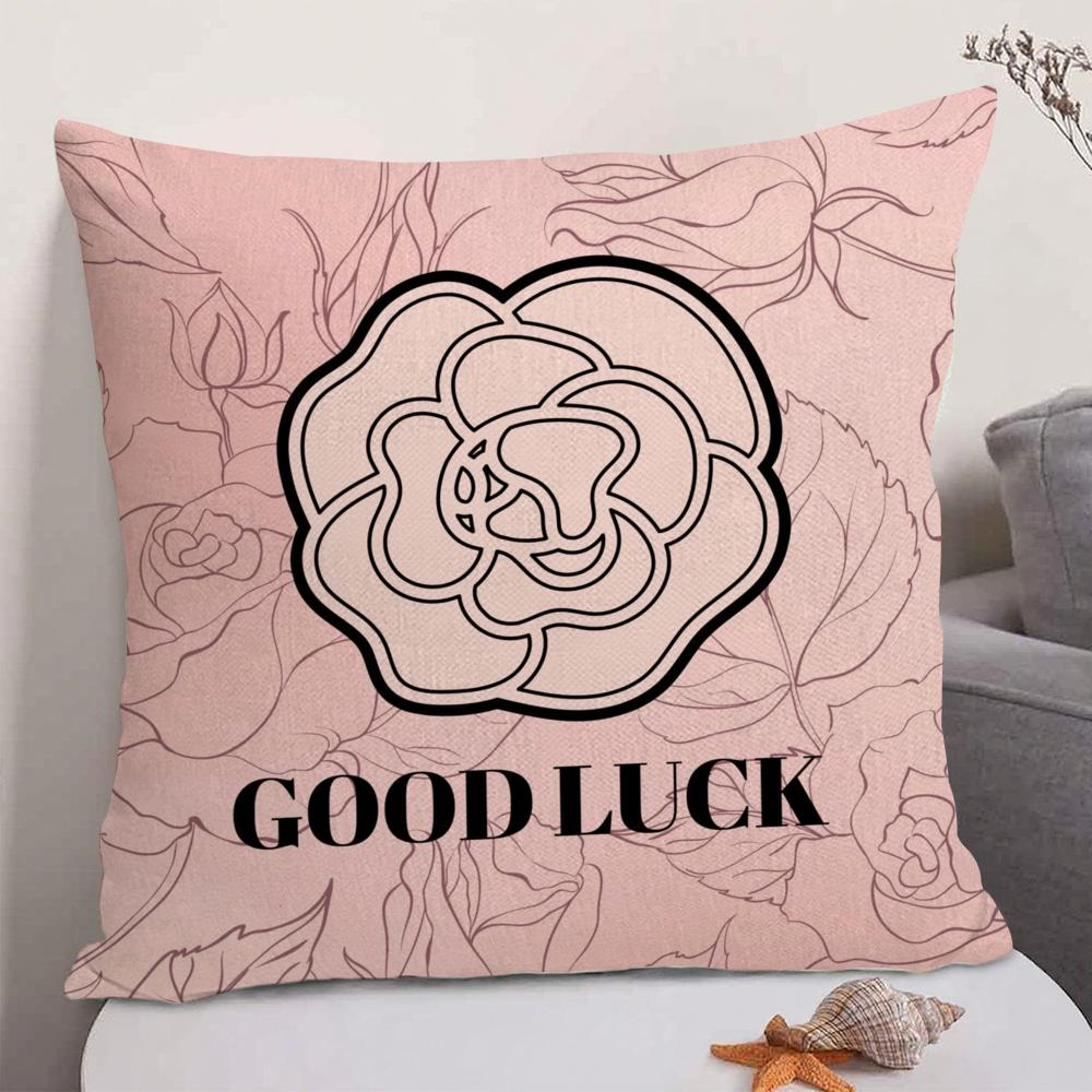 Camellia High-End Printing Cushion Cover Natural Linen Organic Fabric Double-Sided Printing Sofa Home Decor Gift Pillow Case