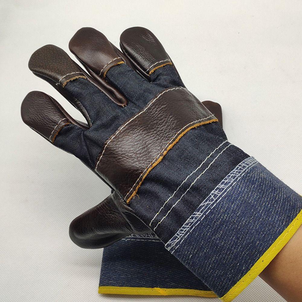 1 Pair Labor Protection Leather  Work Gloves Thickened Welder Gloves  Driving  Farm Garden Welding