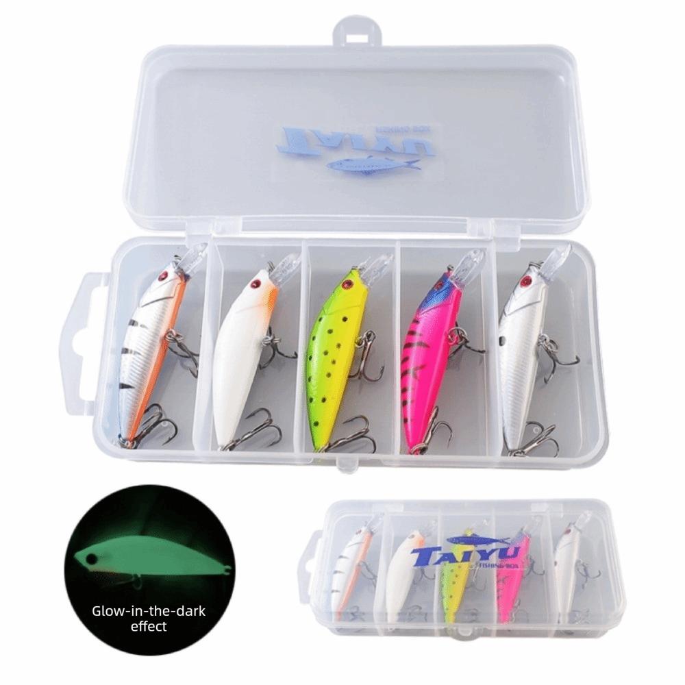5pcs/box Slow Sinking Artificial Fishing Bait Luminous Fishing Lures Hooks  Beach Boat Fishing