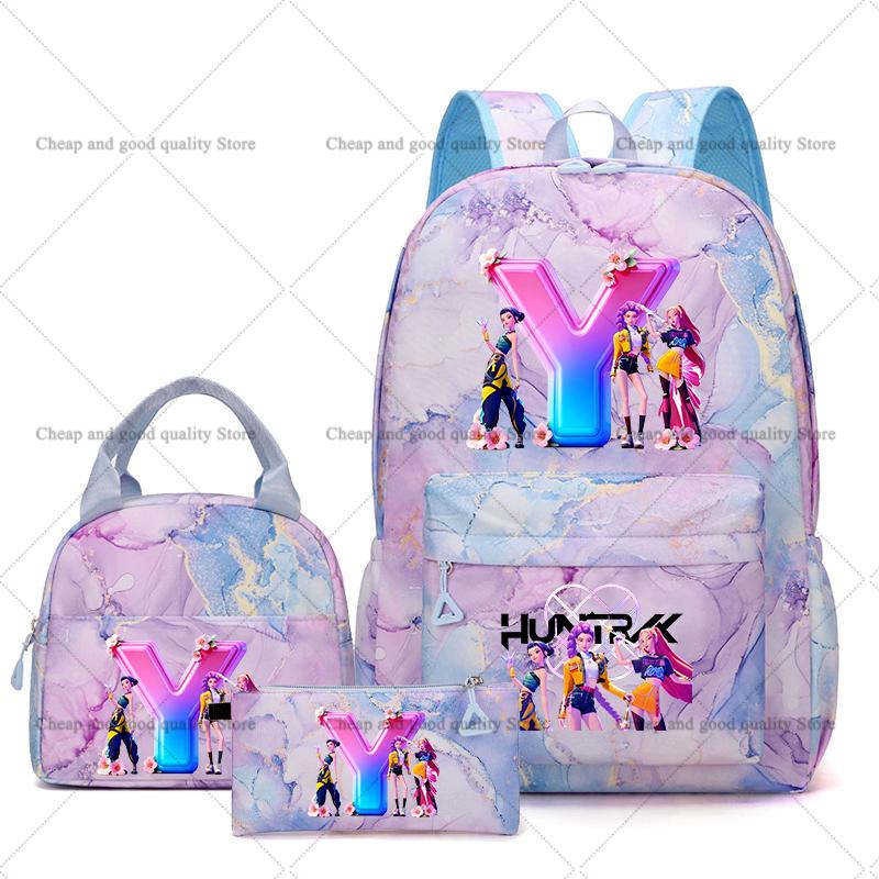 3PCS KPop Demon Hunters Backpack Lunch Bag Set School Bag Pencil Case Girl Back To School Perfect Gift Leisure Mochila Teens Travel Bags
