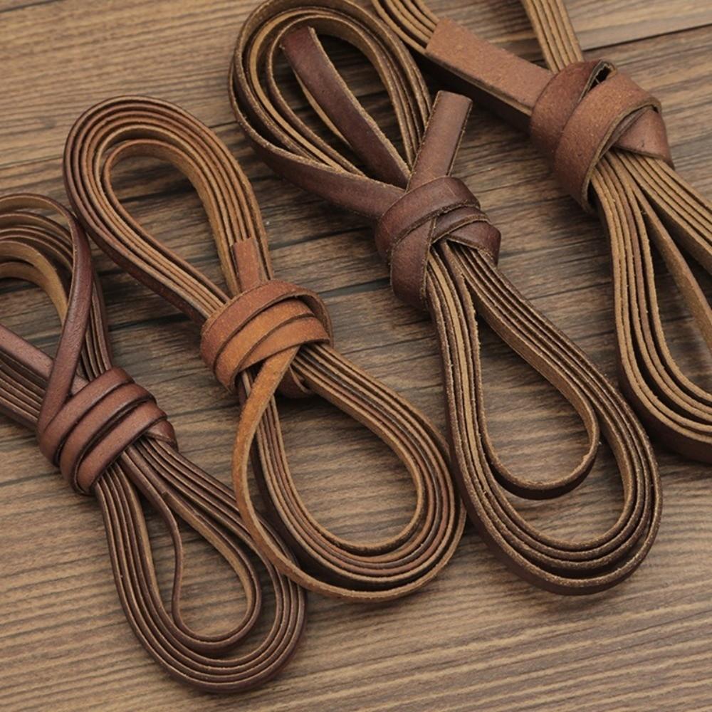 Round Genuine Cow Leather Cord 2 Meters Leather Strip Leather Thong Cord Handmade Flat Braided Leather Cord DIY Jewelry Making