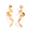 Vintage Punk Irregular Metal Twisted Long Drop Earrings for Women Creative Geometric Gold Color Waves Earrings Jewelry