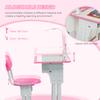 Kids Desk And Chair Set Adjustable Height Study Table Set With Drawer Book Stand Pen Slot Pink