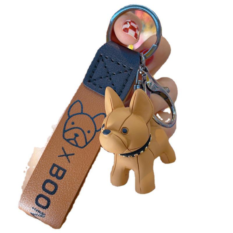 Chic French Bulldog Keychain Pendant for Women - Adorable Cartoon Bag Charm, Perfect Gift for Couples