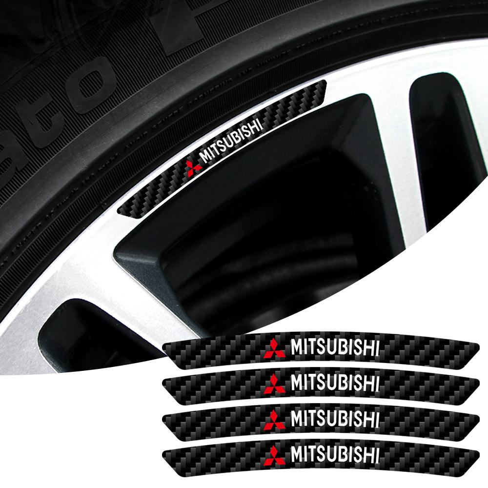 rvcr3 Car Styling 4PCS Carbon Fiber Car Motorcycle Wheel Rim Decorative Stickers For Mitsubishi Asx Lancer 10 9 Outlander 2013 Pajero