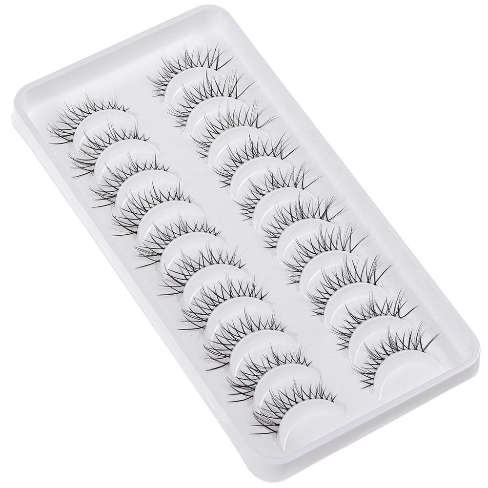 10 Pairs Handmade Faux Mink Lashes Spiky Wispy Lashes False Eyelashes with Clear Band Fairy Lashes