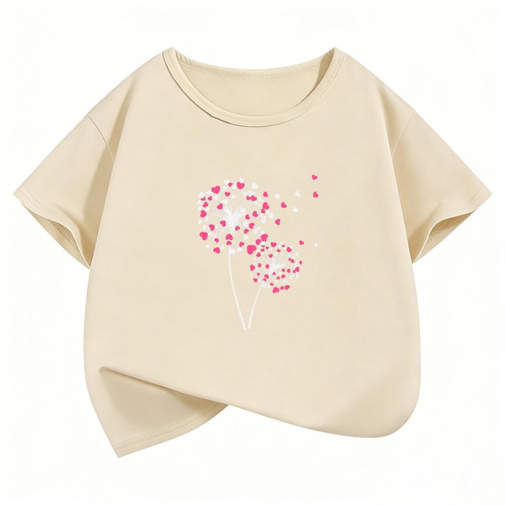 Fashion Summer Spring Flower Love Heart T Shirts Floral Funny Graphic Kids Children's T-shirt Boys Girls Casual Top Tee