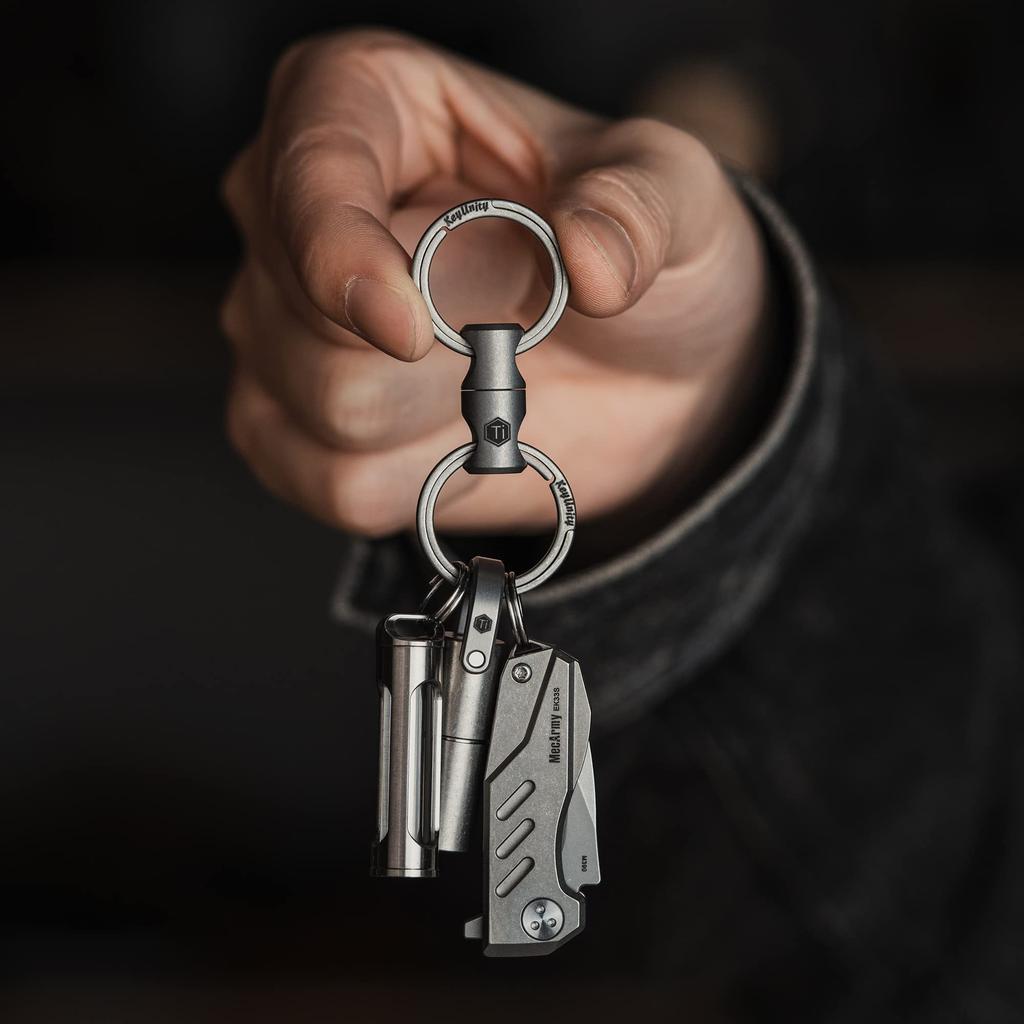 KeyUnity KA15 Titanium Key Ring, Connector, 360 Degree Rotation, Titanium Car Key Holder, Men's