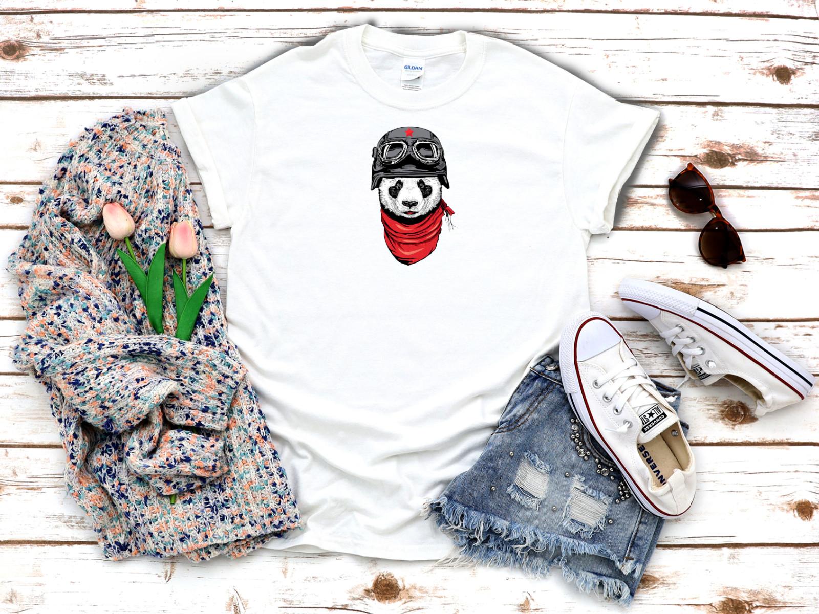 

26 Fly Panda Pilot Белый Женская 3/4 Короткий Рукав Футболка K421 Унисекс Футболка M