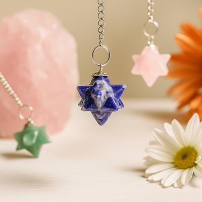 Merkaba Stern Kristall Pendel, Verschiedene Edelsteine