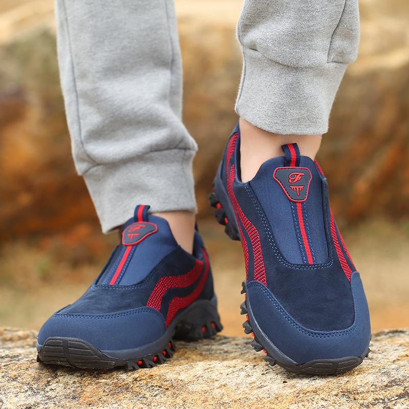 Fashion Outdoor Men's Casual Shoes Sneaker Outdoor Climbing Soft Comfortable Running Shoes Suede Leather Anti-skid Walking Footwear