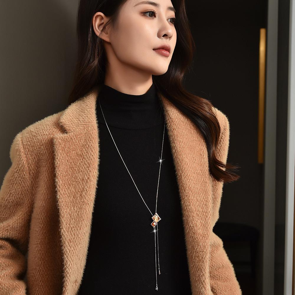 Stunning Korean Style Long Geometric Pendant Necklace Feminine Fashion Accessory