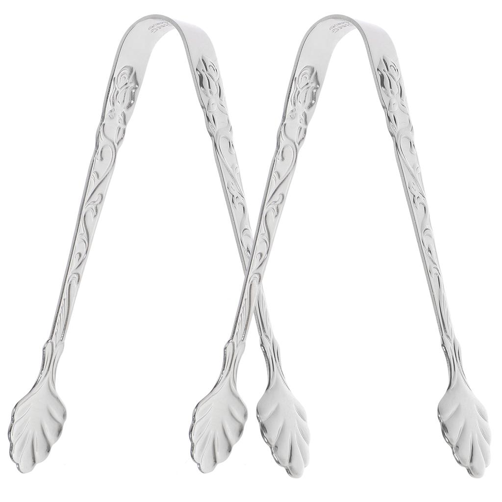 2 Pcs Food Clip Kitchen Supplies Ice Cube Serving Tongs Clips Stainless Steel Clamp Sugar Portable Tweezers Cubes