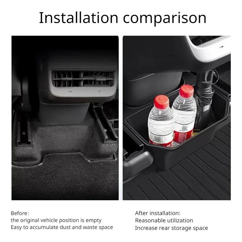 For Tesla Model Y 2025-2025 Accessories Rear Seat Storage Box Organizer Center Console Bins Backseat Garbage Can Under Seat