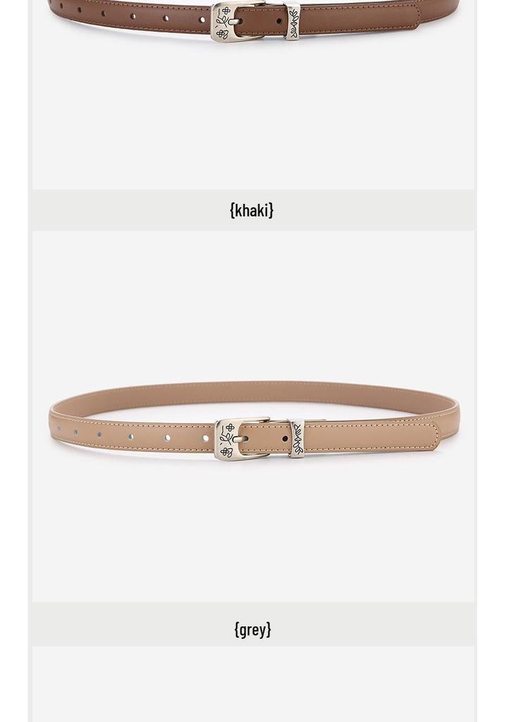 Elegant Women's Two-Layer Genuine Cowhide Leather Belt with Retro Silver Pin Buckle - Thin Decorative Accessory for Pants