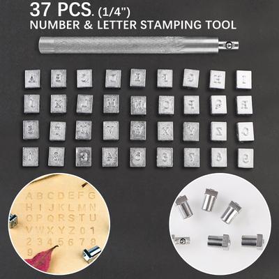 Kutilské řezbářství do kůže 37 ks Sada razítek písmen 3,5 mm/6,5 mm Kovové číslo abecedy Kožené razítko Děrovací nástroje Kožené embosované nástroje Kožený tisk