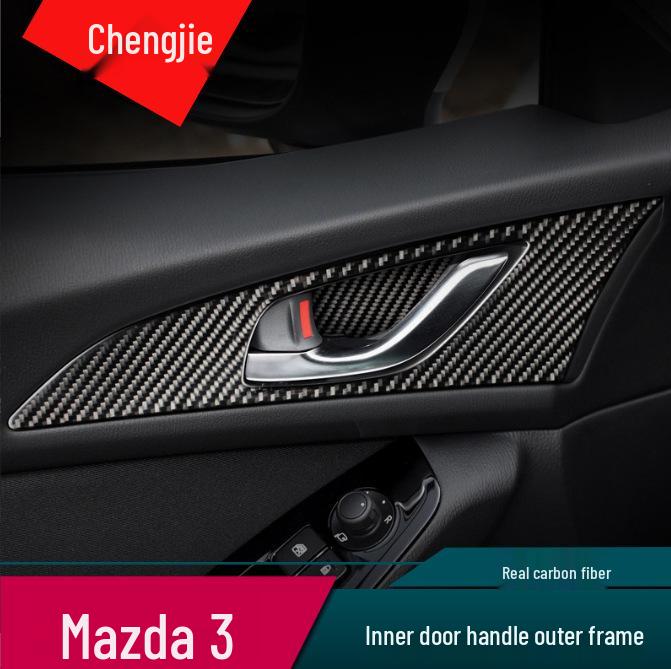 Mazda 3 Axela Interior Door Handle Bowl Carbon Fiber Sticker Set