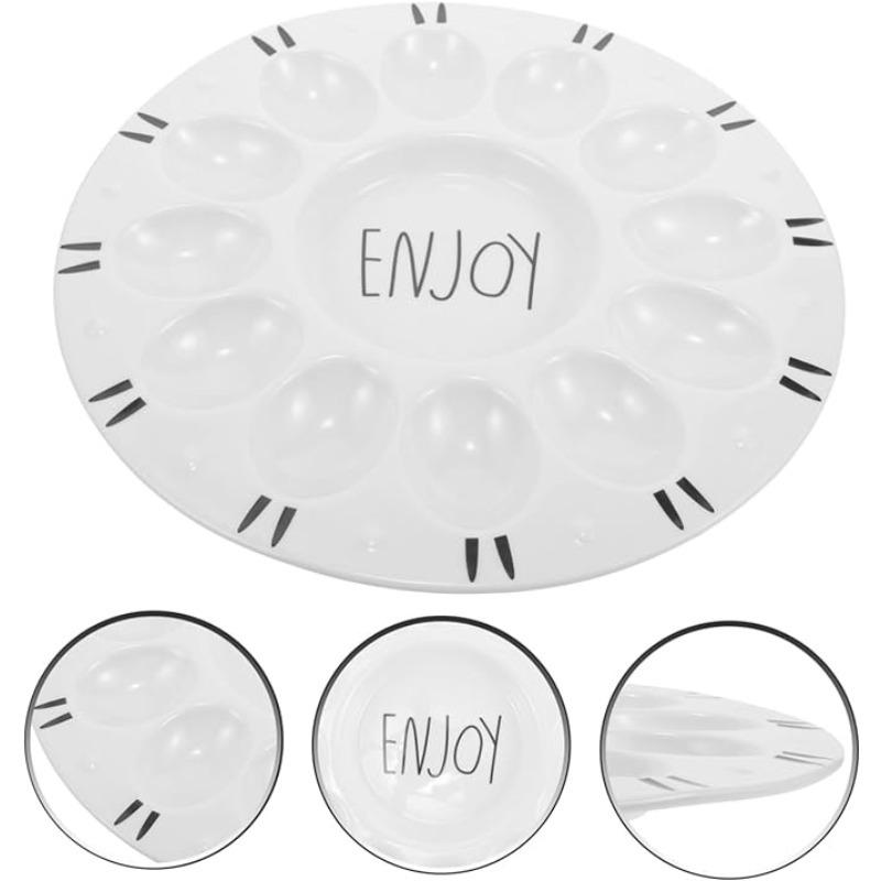 Easter Egg Tray Egg Platter Egg Holder Egg Tray for Refrigerator Egg Fixing Holder Ceramic Egg Tray White Color