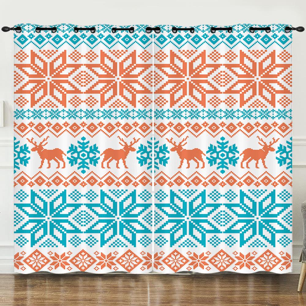 

Шторы Праздничные шторы Рождественский узор с лосем Блэкаут шторы Спальня Без пробивания 97cm*114cm*2