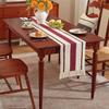Nordic Style Table Runner Color Block Design Easy To Clean Table Flag with Tassel Christmas Dinner Table Accessory