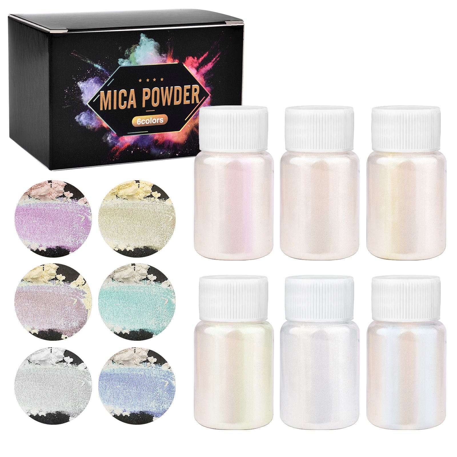 

6Color/ Box Epoxy Mica Powder Suitable For Epoxy Candle Soap Coloring Natural Pearl Powder Colorful Set Dye Moulds Making 1set