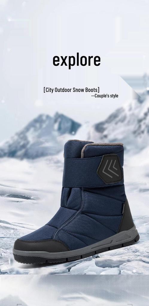 Thickened Warm Couples' Plus Velvet Hiking Snow Boots - Large Sizes for Men & Women