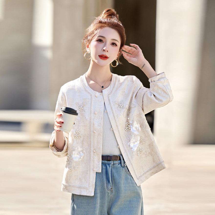 

Популярное пальто женское весенне-осеннее новое вышитое короткое пальто топ XL