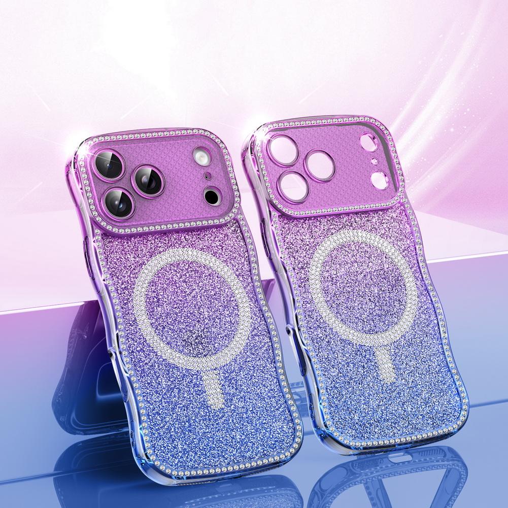 Glitter Diamond with Magnetic Ring Case For iPhone 17 Pro Max 17 Pro 17e 16E 16 Pro 15 + 14 13 Gradient Bling Sparkly Cover