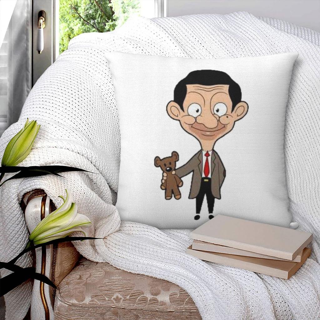 FederaQuadrataFedera per Cuscino Cartone Animato Mr Bean Poliestere Cuscino Cerniera Decorativo Comfort Cuscino da Arredo per Casa Soggiorno