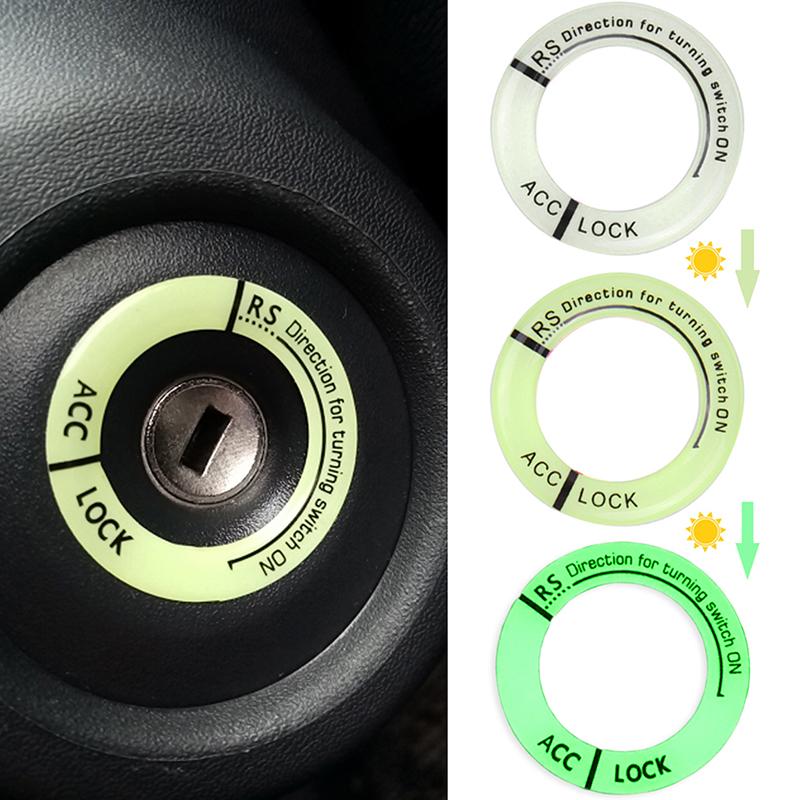 Luminous Car Ignition Key Ring Sticker 3D Decorative Decal Fluorescent Circle For Auto Motorcycle Key Decor