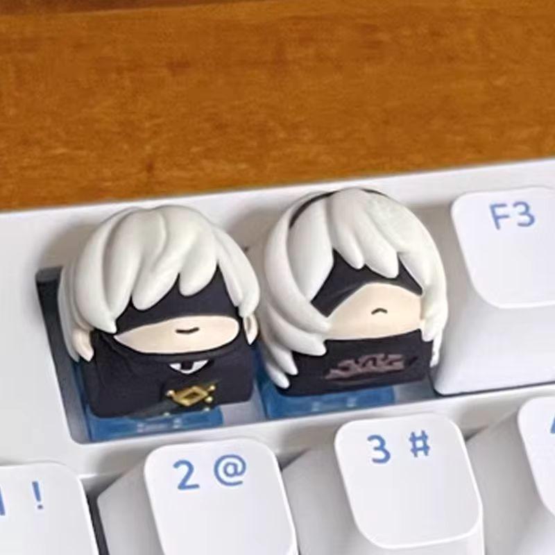 Cartnoon Lobo Nier:Automata Yorha No. 2 Type B 2B Yorha No. 9 Type S 9S Resin Keycaps Keyboard Decoration Gaming Peripheral Gift
