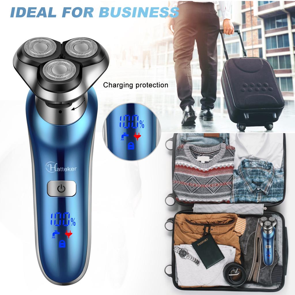 Hatteker Rotary Electric Shaver Men's 4-in-1 Facial Razor USB Rechargeable Beard Trimmer Grooming Kit with Precision Shaving