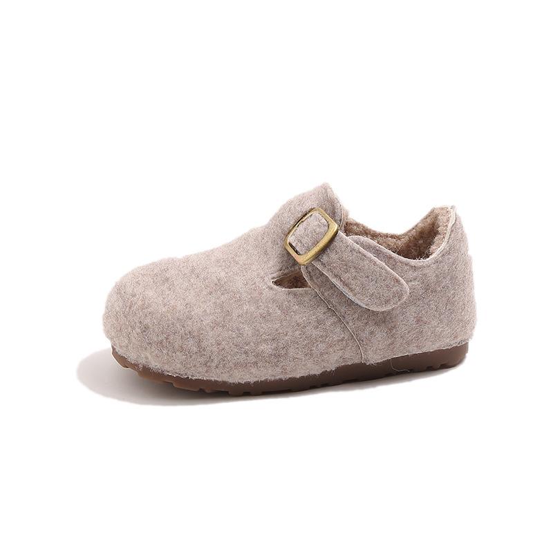 Girls' woolen suede warm cotton shoes winter new soft-soled Birkenstocks fashionable boys' woolen shoes
