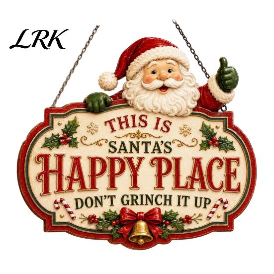 Christmas Bedroom Door Decor This Is Our Blessed Happy Place Sign, Welcome Front Durable Wooden Holiday Sign Hanger Decoration, Rustic Wall