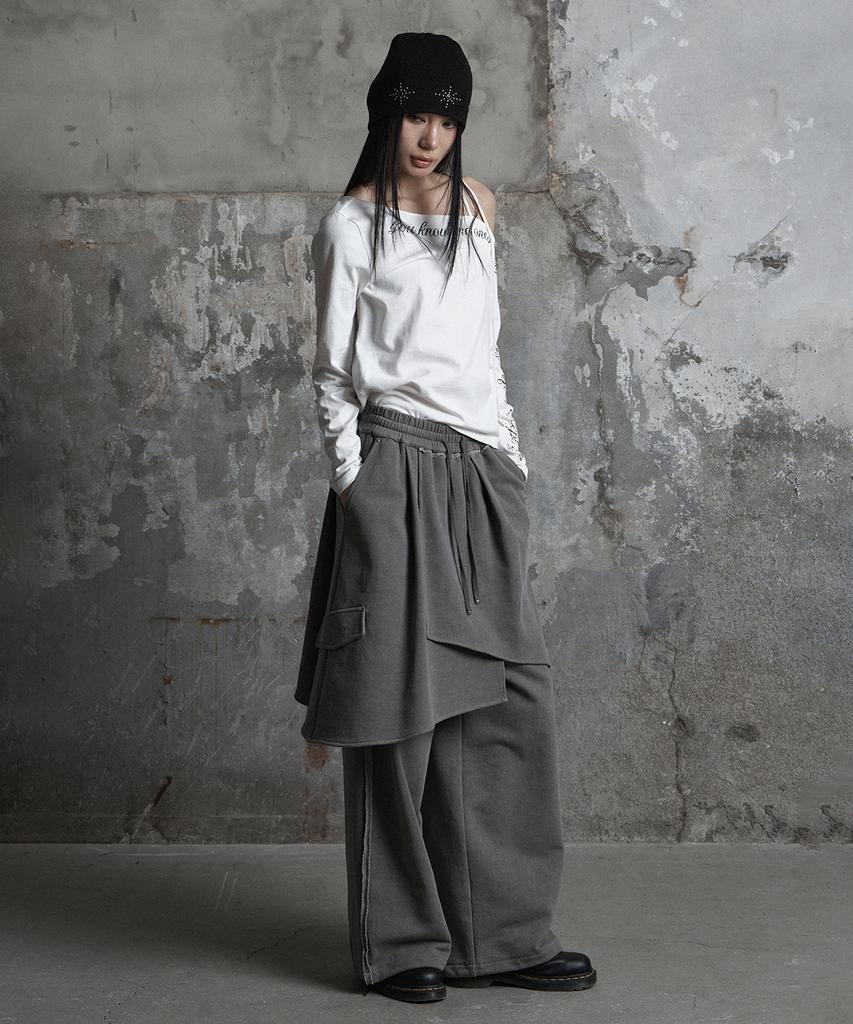Jenyujeu Layers Wrap Sweatpants - Ash Gray