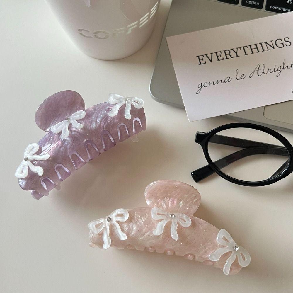 Barrette Bowknot Hair Clip Ballet Zircon Hairpin Personalized Acetic Acid Shark Clip  Streetwear