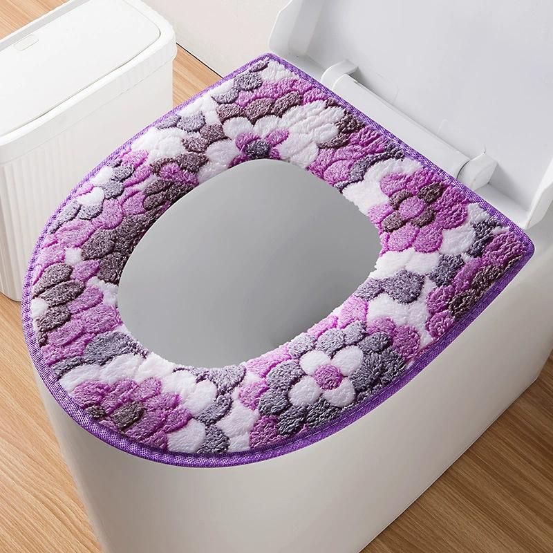 Toilet Cover Plush Seat Waterproof Universal Toilet Ring Washable Bathroom Mat Decorative With Random Color Back Of Seat Cushion