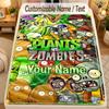 Flannel BlanketPlants Vs. Zombies Custom Name Text Personalized Soft Warm Throw Blanket Home Decor Gift