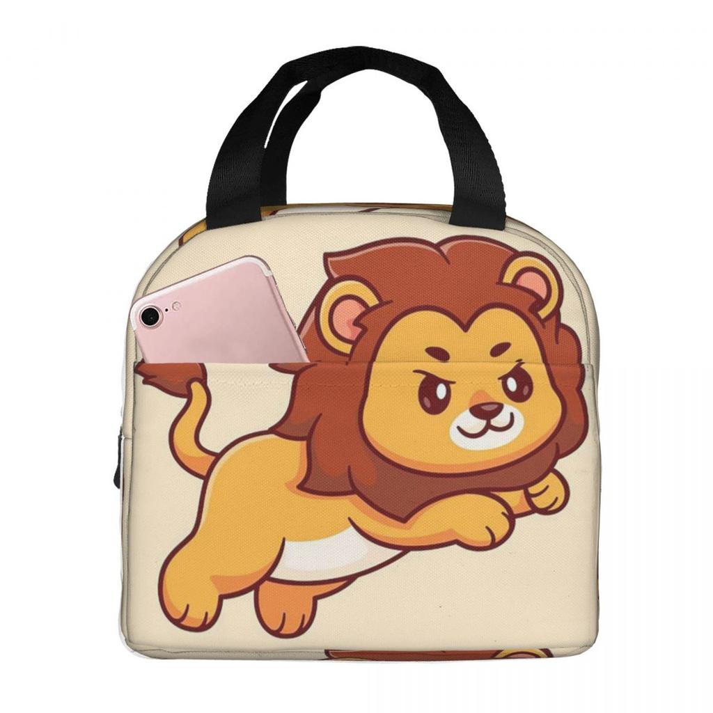 Cute Lion Cartoon Insulated Lunch Bag for Women Children Leakproof Food Boxes Thermal Lunch Box Tote