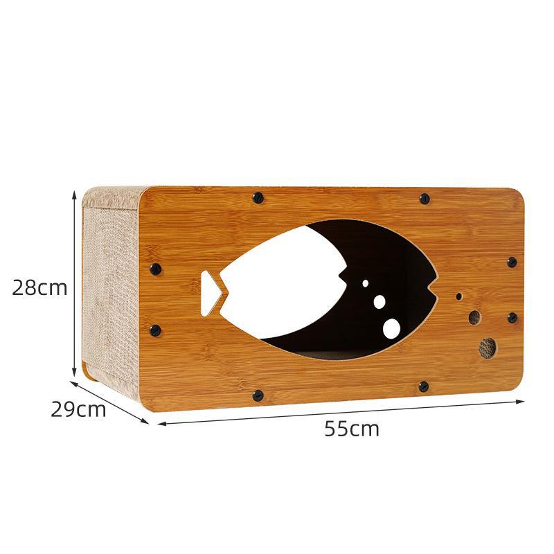 Meow Fairy Bubble Fish Cartoon Cat Bed & Scratching Board - Double-layer Corrugated Cardboard, Multi-purpose Design