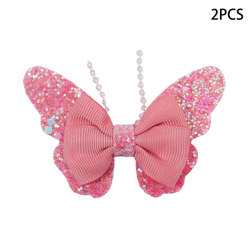 2Pcs/Set Glitter Butterfly Hair Clips For Women Girls Hairpins Children Cute Barrettes Kids Headwear Hair Accessories