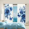2 Pcs   Versatile Polyester Transparent Curtains for Home Decoration Butterfly Floral for Use In Bedrooms and Living Rooms