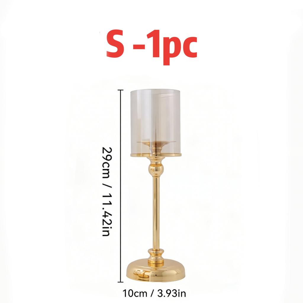 Glass Pillar Candle Holder Set Golden Silver Decorative Candlestick for Wedding Party Table Festival Decor 2026 New Fashion