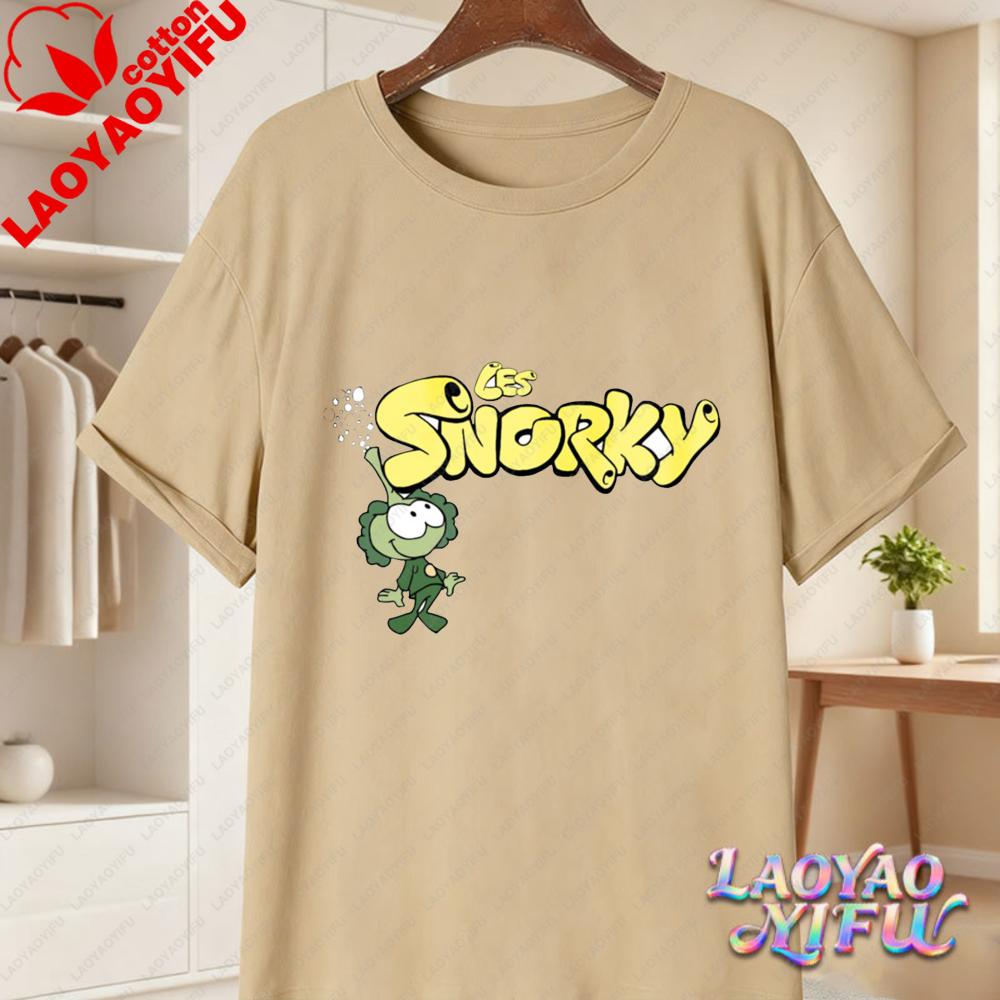 Snorks Cartoon Character Print T Shirt Vintage 80s Classic Anime Graphic Tee Casual Cotton Tops for Unisex Women Summer Streetwear