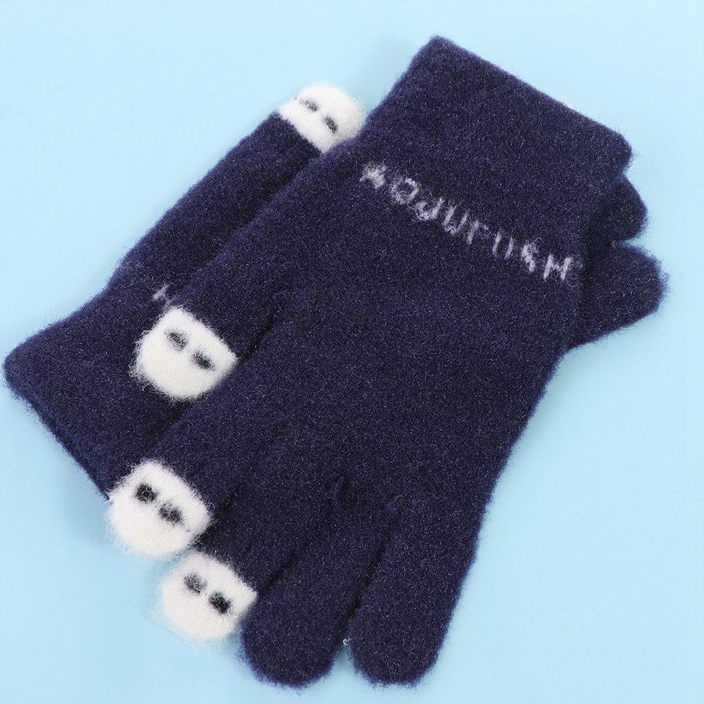 Soft Touch Screen Plush Knitted Gloves Warm Panda Fluffy Mittens Open Finger Letter Cute Velvet Gloves Student