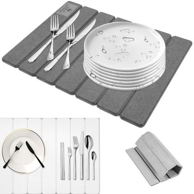 Stein Trockenmatte Faltbare Stein Geschirrtrockenmatte Küchenarbeitswerkzeug Rutschfeste Abtropfmatte Stein Badezimmer Küchenzubehör