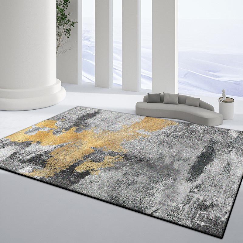 Modern Light Luxury Golden Carpet Living Room Abstract Decoration Large Area Non-slip Rugs Bedroom Cloakroom Washable Floor Mat